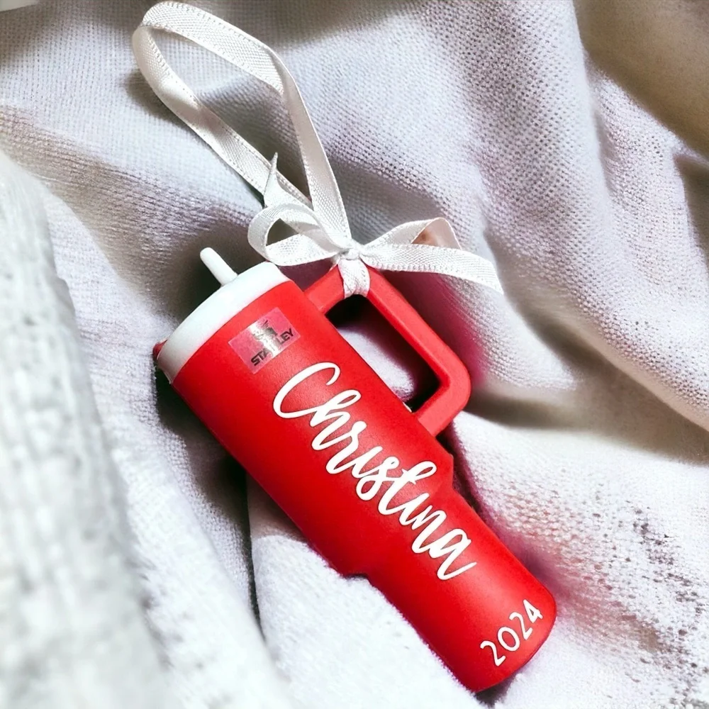 Personalized Christmas Ornaments: Mini Stanley Cup Ornaments. Cash Holder.